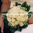 roses, “gypsophila”, ruscus 