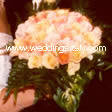 colored roses, leather fern leaves
